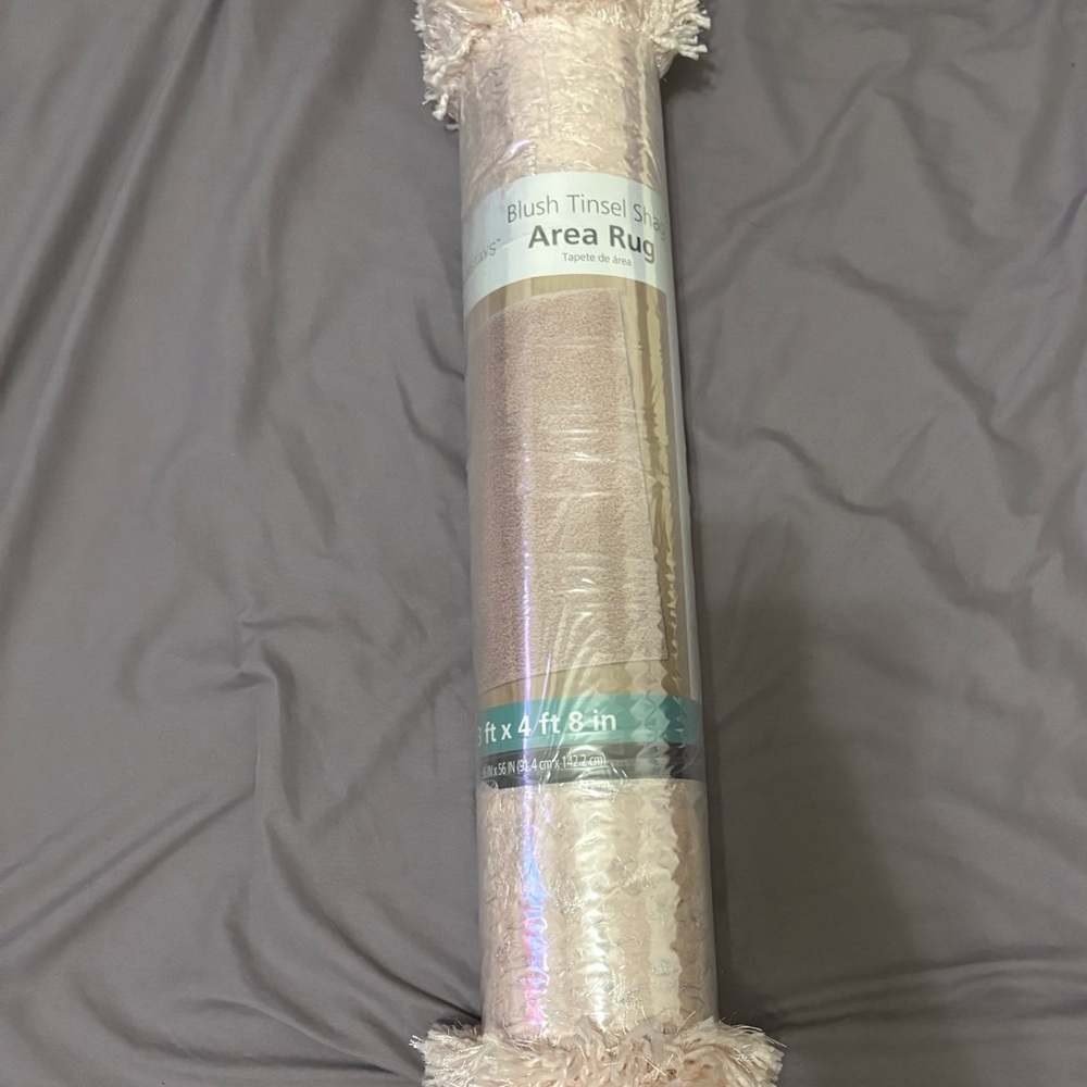Blush Tinsel Shag Area Rug